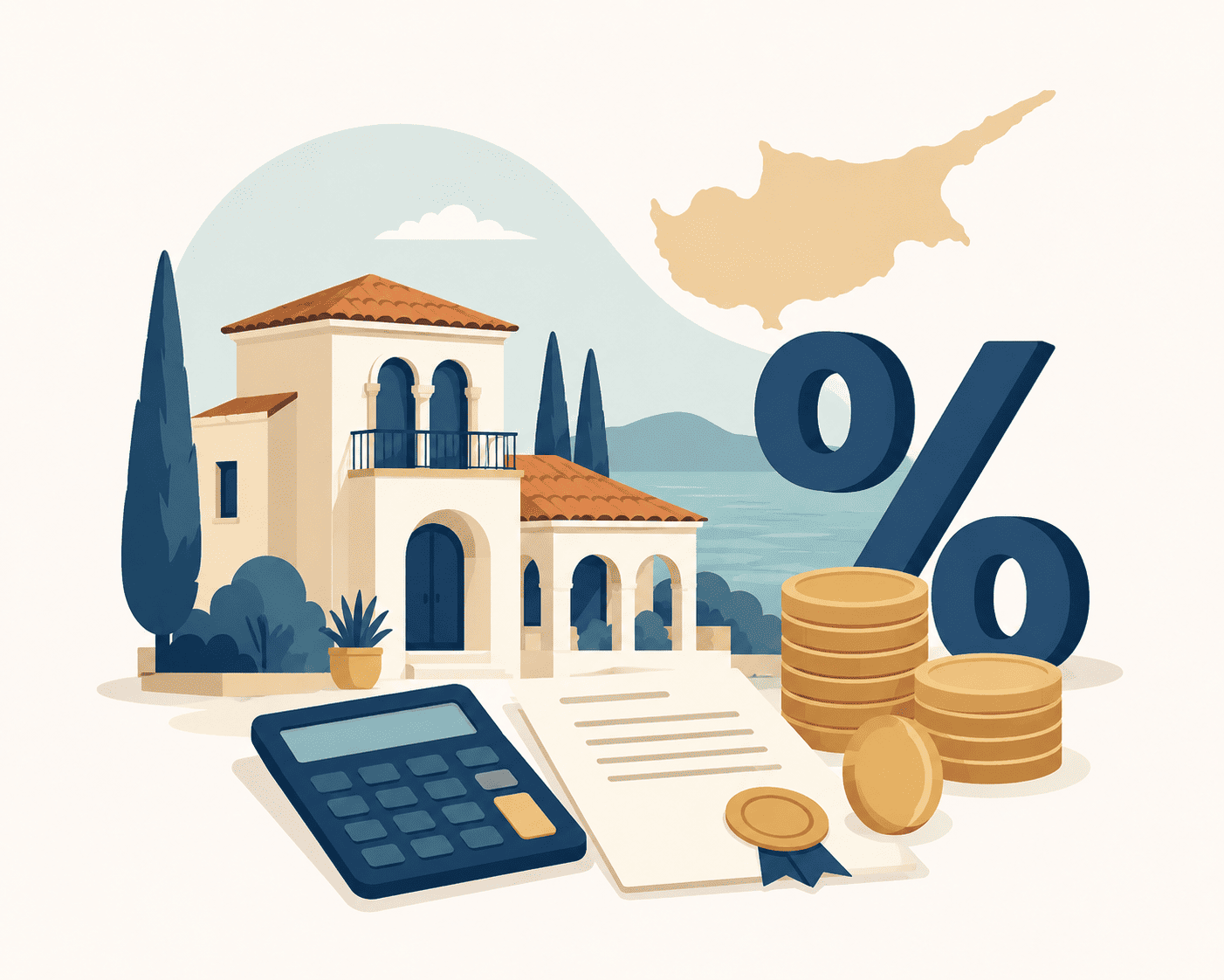איור מיסוי נדלן בקפריסין וילה אחוזים ומטבעות 1